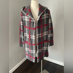 Tahari hoodie wool mix cardigan sweater Sz S